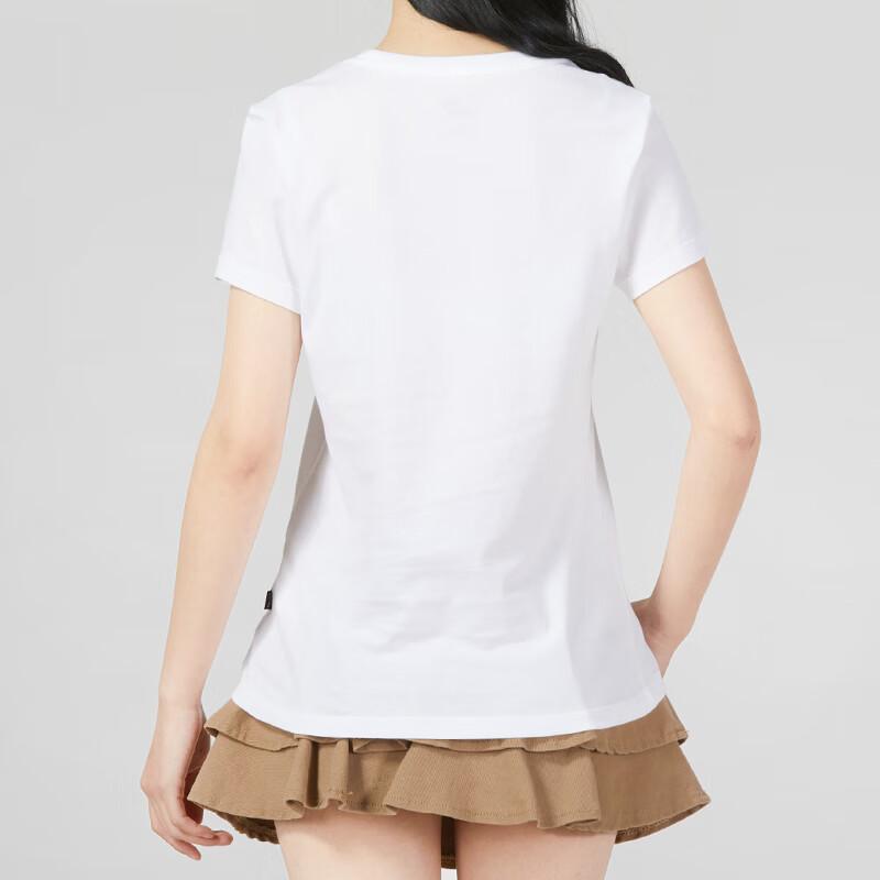 Puma American Retro Letter Logo Print Breathable Loose Fitness Training Casual Short Sleeve Drop Shoulder T-Shirt Women Tops White 673655-02