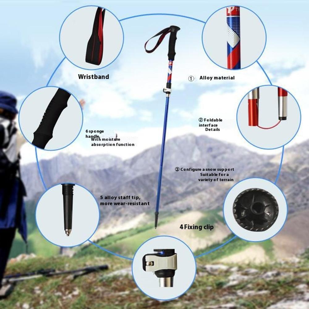 TREKPRO TP601 110-125cm 5-Section Trekking Pole Portable Lightweight Aluminum Alloy Folding Hiking Stick