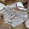 Sweet Low Waist Lace Panties Mesh Lingerie Lace Bow Briefs Satin Silk Underwear for Women Girl
