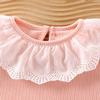 Baby Clothes Autumn Infant Girls Long Sleeve T-shirts Lace Lotus Collar Princess Kids Ribbed Bottoming Shirt Toddler Cotton Tops