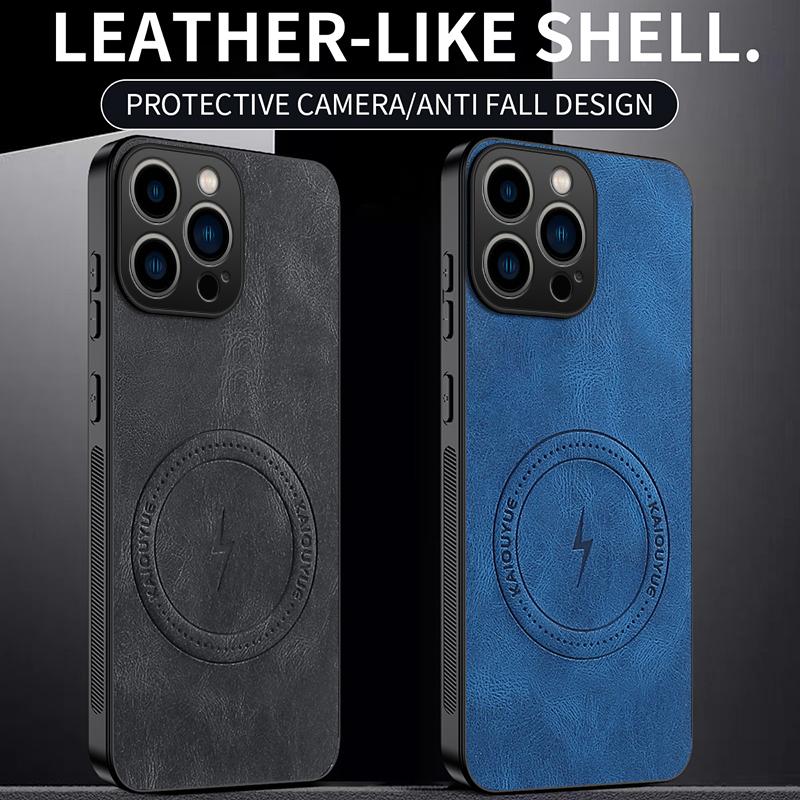 EUCAGR For iPhone 16 Pro Max/16 Pro/16Pro Case Simple Stylish Magnetic Suction Luxury PU Leather Skin-friendly Anti-drop Cover