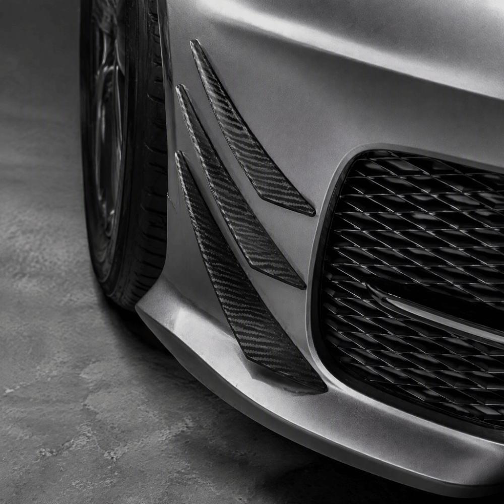 6PCS Universal Car Bumper Fin Black Carbon Fiber Texture Car Spoiler Lip  Front Bumper Decoration