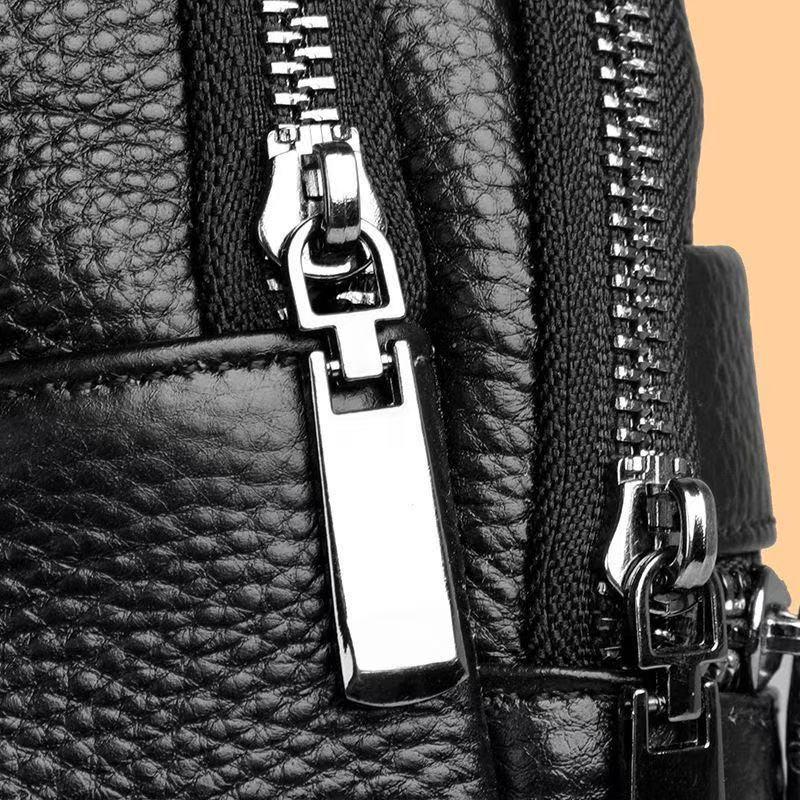 Men's Genuine Leather Crossbody Shoulder Bag - Korean Style Trendy Fashion, Chest Bag Business Top Layer Cowhide