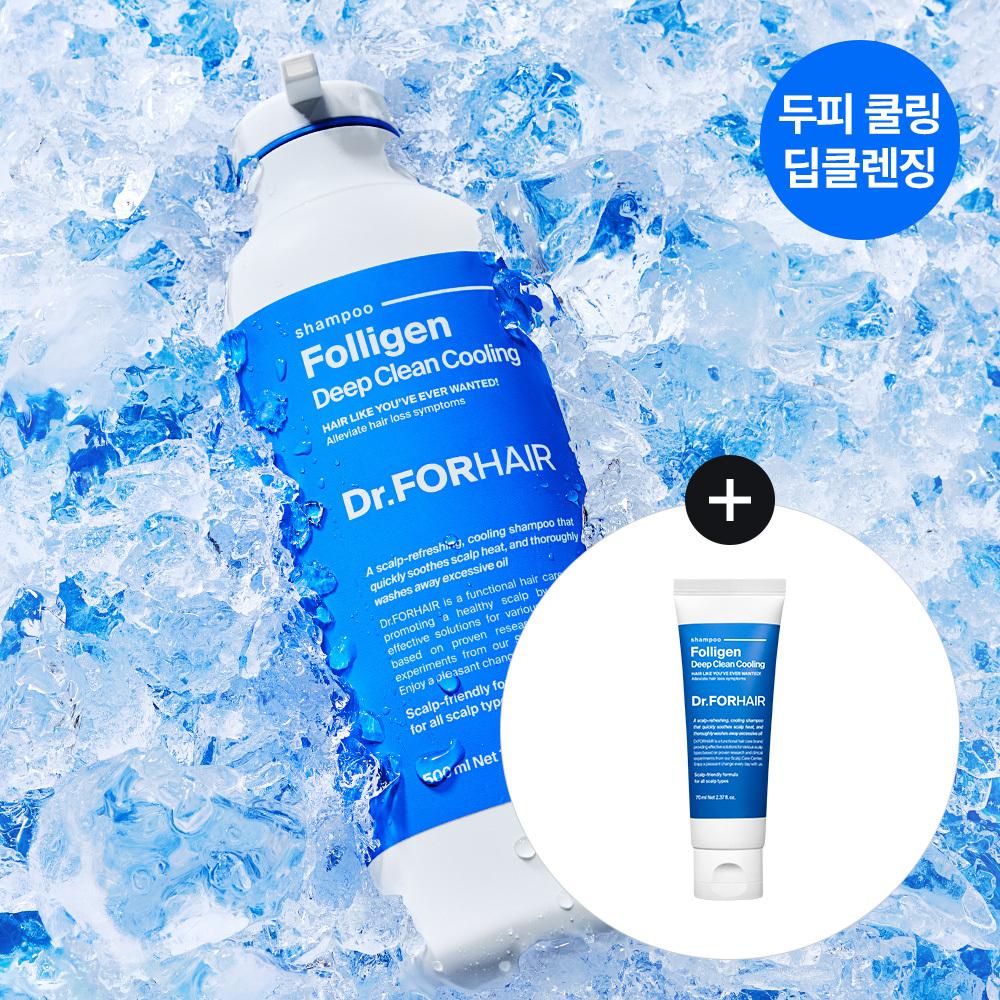 DR.FORHAIR Folligen Deep Clean Cooling Shampoo 300ML+70ML Planning/Deep Cooling Care Hair Loss Relief Scalp Cooling