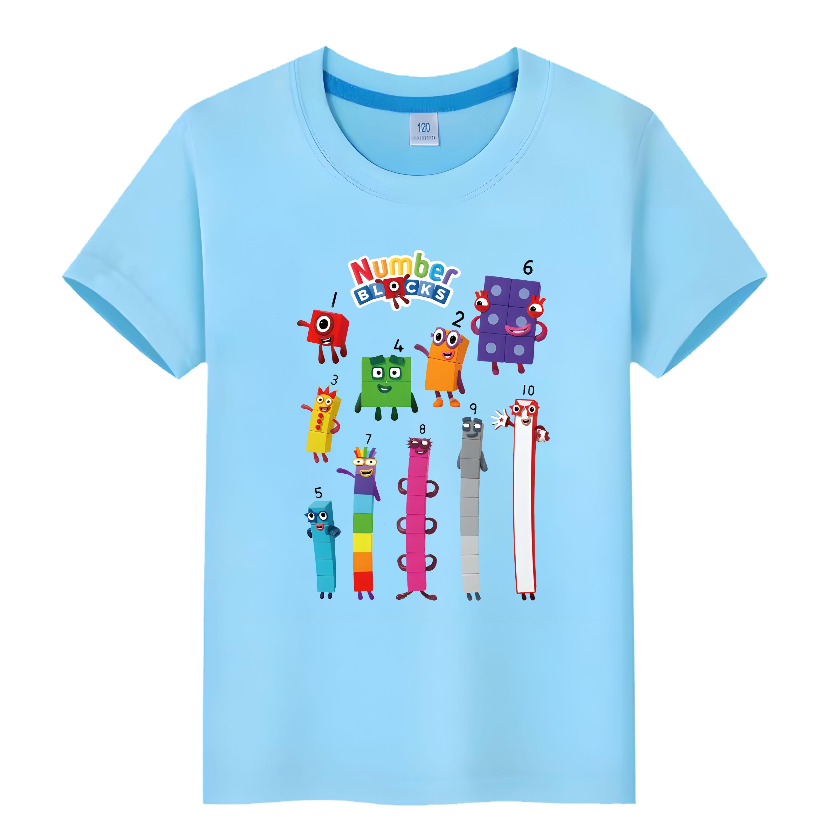 

Развивающие мягкие цифровые блоки Цифровые блоки Детская футболка для отдыха Хлопковые футболки для мальчиков Топы с короткими рукавами для девочек y2k детская одежда футболка для детей 110 светло-синий