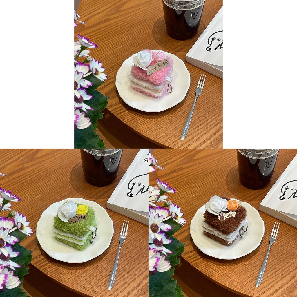 Cute Cake Plush Keychain With Pp Cotton Filling For Bags And Kids