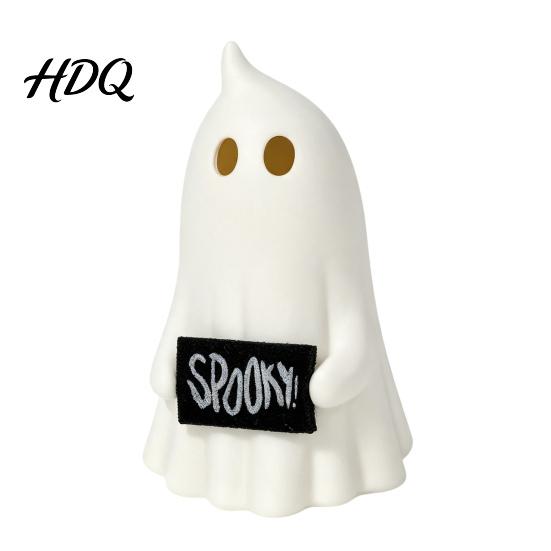 Atmospheric Night Light Halloween Up Ghost Figurine Cute Small Resin Statue Spooky Desktop Gift for Bestie Ornament Table Mantel Shelf Tiered
