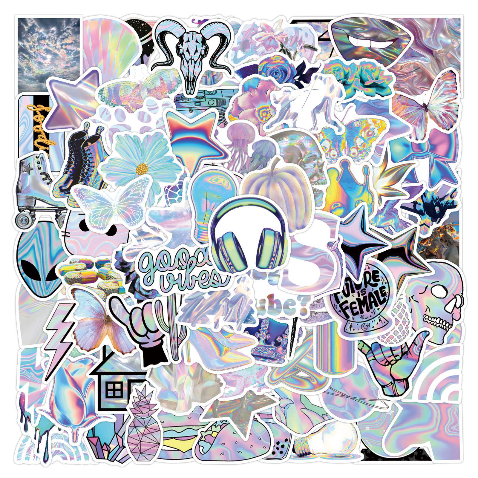 110 Iridescent Rainbow Glitter Graffiti Stickers for DIY Phone and Computer Decorations