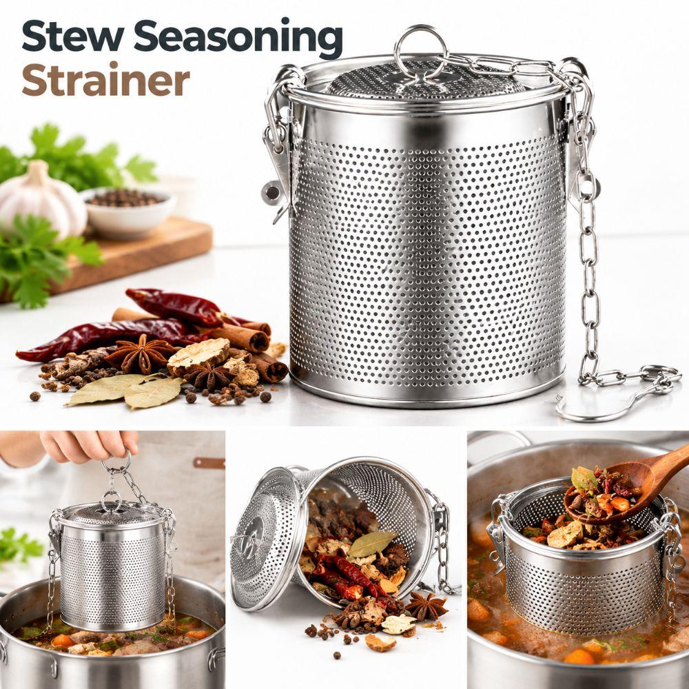 Perforated Stew Seasoning Strainer With Lid Brine Basket Filter Bag  for Braised Cooking