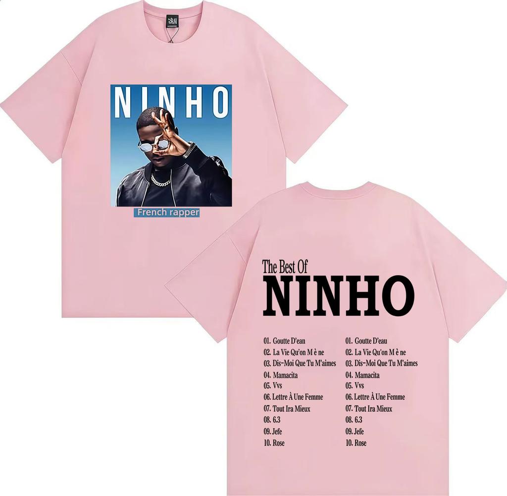 French Pop Rapper Ninho Gothic Graphics High Quality Tshirt Oversized Casual Cotton Tees Mens Women Hip Hop T Shirts Streetwear