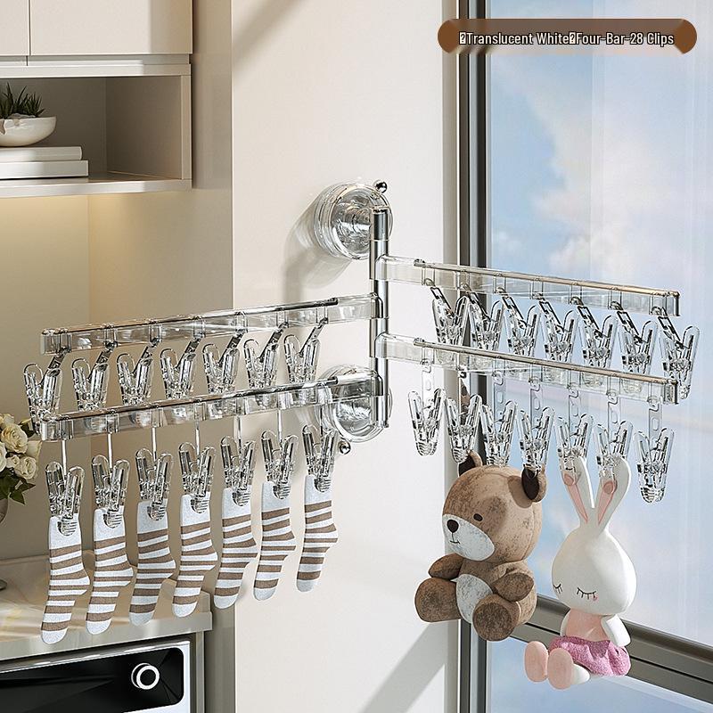 Saugfuß Socken Trockenständer: Mehrfach-Clip Faltbügel für Unterwäsche und Kleidung