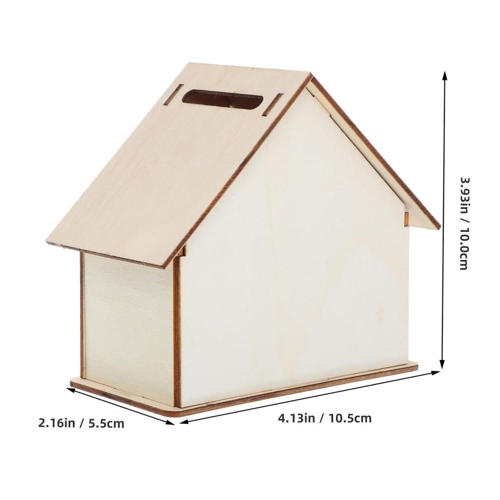 SEWACC Unpainted Wooden DIY Piggy Bank Set of Assembly Craft Handmade Kit for Kids to Cute Wooden Coin Birthday Kids Room Natural DIY Christmas 5,