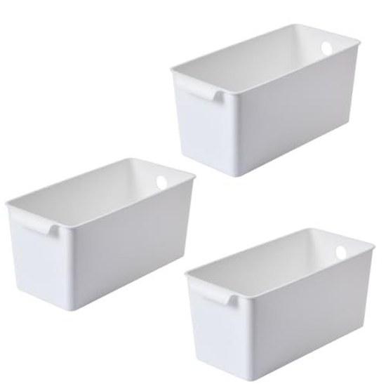 MaT store Storage Box Plastic Case Small Item Holder Basket White Set 3