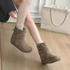 Fashion Suede Booties Autumn New Round Toe Sleeve Metal Buckle Non-Slip Wear-Resistant Flats