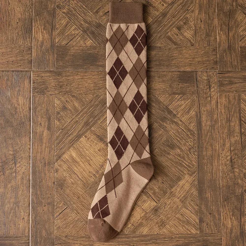 Japanese Fashion Plaid Women Stockings School Girls Long Socks Stockings Women College Style Knitted Cotton Knee Socks Stockings One Size