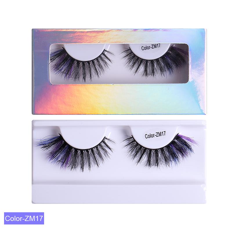 3D 6D Fluffy False Color Eyelashes Natural Full Strip Colored Makeup Cosplay Faux Mink Eyelashes