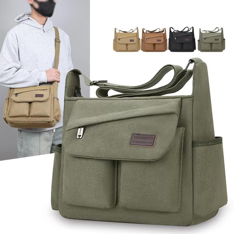Men's crossbody bag, multi pocket design - large capacity shoulder bag - outdoor essentials, functial storage, city commuters