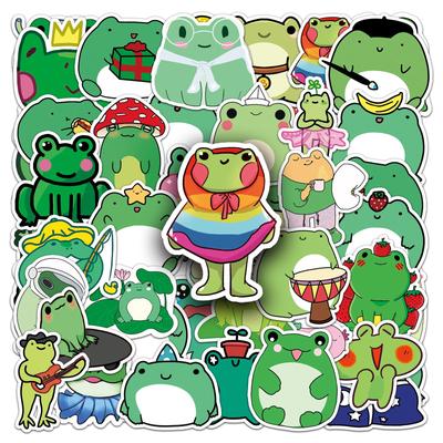 50 Süße Grüne Frosch Cartoon Aufkleber für Skateboards, Wasserflaschen und Koffer