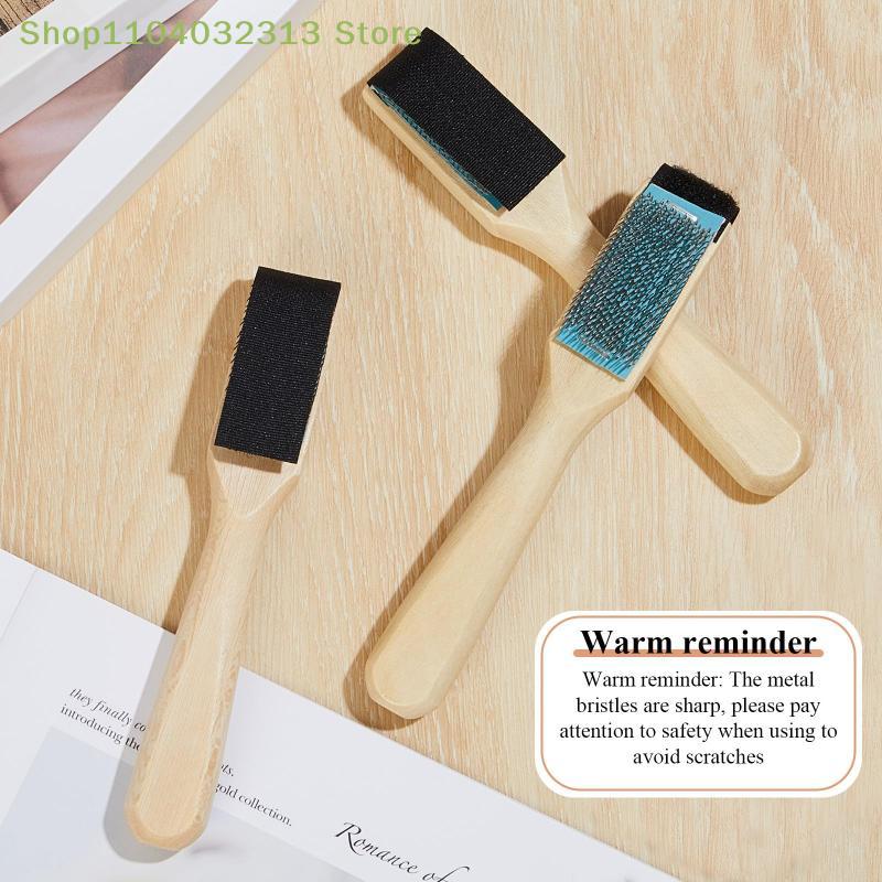 petiteWooden Suede Brush Shoe Cleaner Tool with Stainless Wire and Protective Cover for Nubuck Leather Care and Maintenance