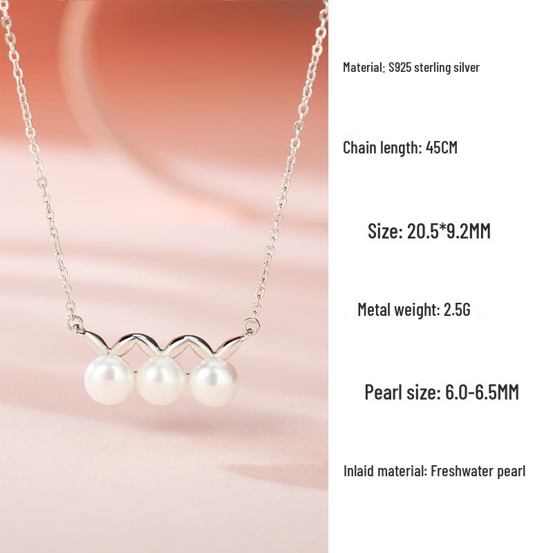 Sweetheart Rabbit Freshwater Pearl Necklace, S925 Sterling Silver - Delicate Clavicle Chain Accessory 925 Sterling Silver