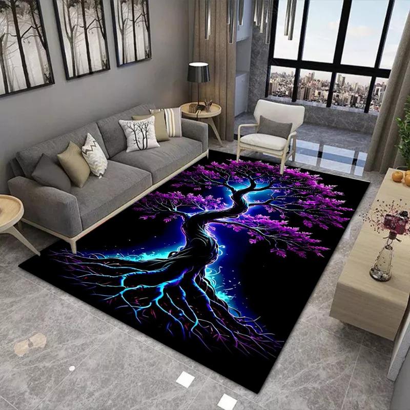 Fantasy God Tree Print Large Area Rug Non-Slip Wear-resistant Carpet for Living Room Bedroom Soft Floor Mat Home Decor Fashion