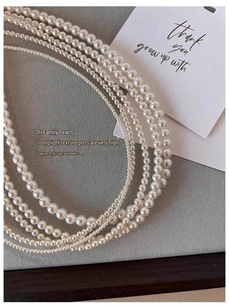 High-Gloss Mother-of-Pearl Necklace: Women's Exquisite, Durable, Strong Light Baby Rice Beads Clavicle Chain