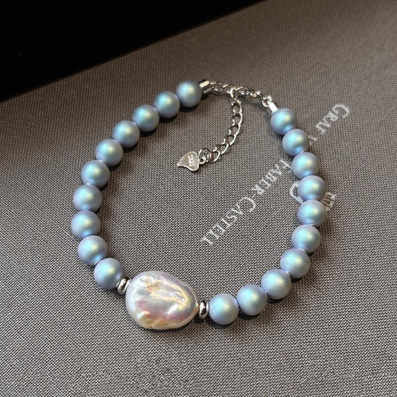 New Design Trendy Blue Beads Natural Baroque Freshwater Pearl 14K Gold Filled Female Sets Necklace Bracelet Earrings