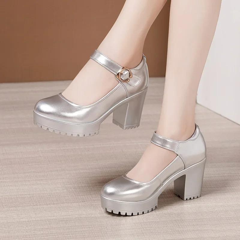 Туфли на мелководной платформе с толстой подошвой туфли-лодочки на блочном высоком каблуке офисная модель 42EUCN43 серый 3960₽