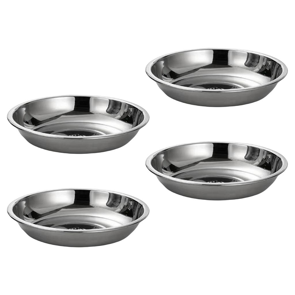 4 szt. Stal Nierdzewna Talerze Obiadowe Małe Miseczki na Sos Tacę Serwingową na Przyprawy Płaski Talerz Naczynia Serwingowe Łatwe w Użyciu