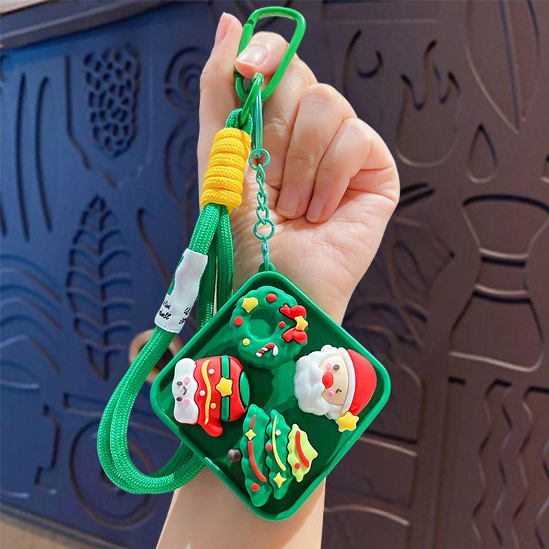 Cartoon Christmas Stress Relief Keyboard Keychain for Couples Bags Decorative Button Fidget Holiday Gift for Friends Family