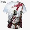 New Knight Templar 3D Printed Men's Fashion T-Shirt, Vintage Cross Pattern, Short Sleeve, Summer Cool Top, Men's Street Style