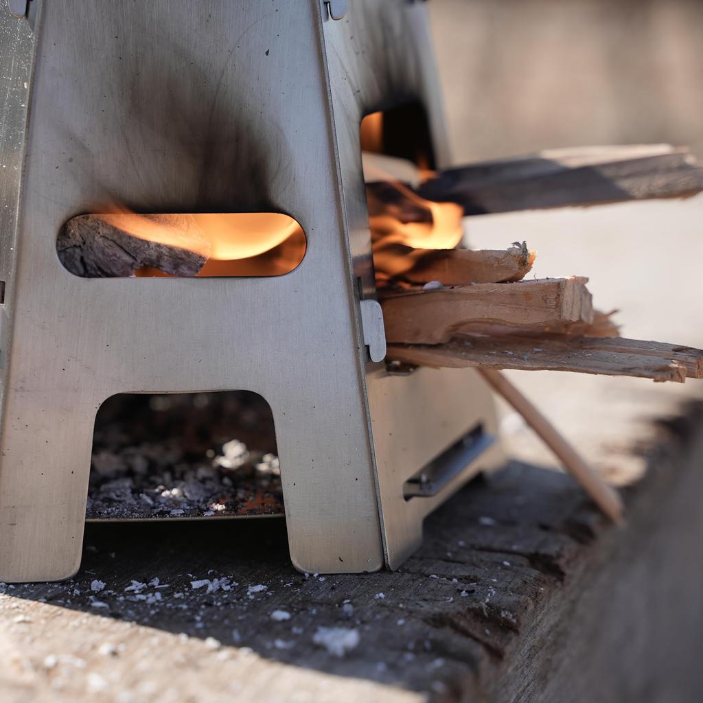 TATONKA Wood Stove, 14.5cm Diameter X 11.5cm Height, Stainless Steel, with Trivet and Ash Pan, Ideal for Camping [Officially Imported]