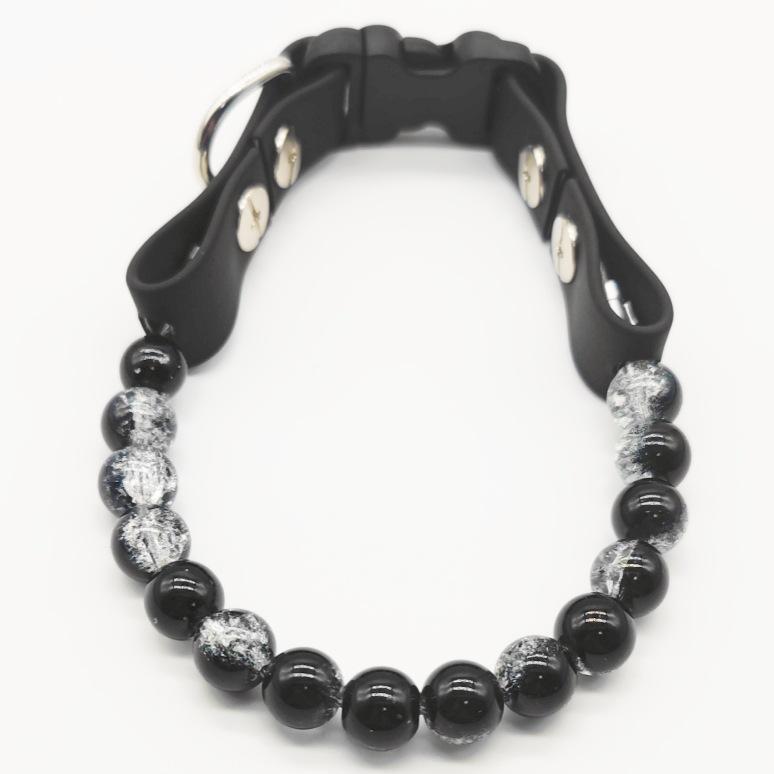 Fashion Pet Beaded Necklace Adjustable Transparent Glass Dog Cat Pearl Collar
