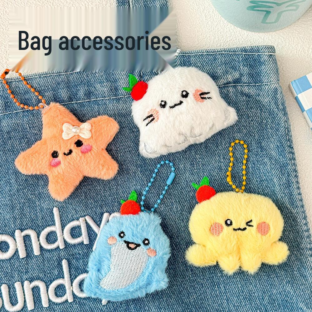 Cute Marine Animal Plush Pendant - Cartoon Bag Charm Keychain Doll