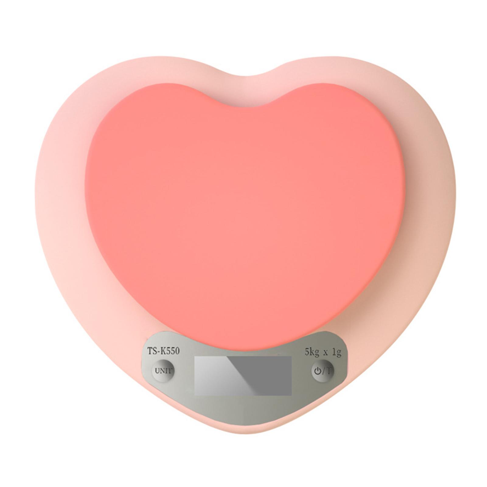 

5kg-1g/3kg-0.1g Heart-shaped Kitchen Scale Pink Food Balance Measuring Weight In Grams Portable Electronic Scales Baking Tools