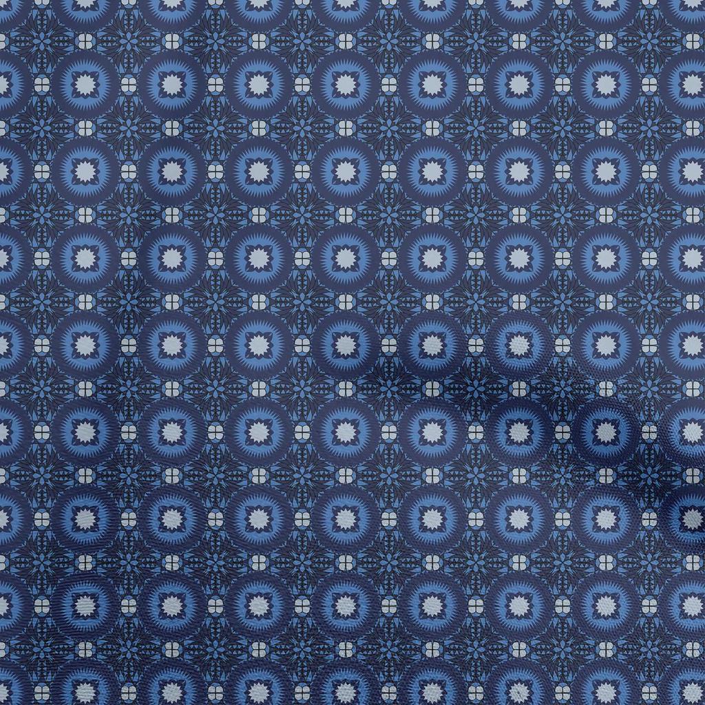 oneOone Cotton Poplin Blue Fabric Arabic Moroccan Quilting Supplies Print Sewing Fabric By The Yard 42 Inch