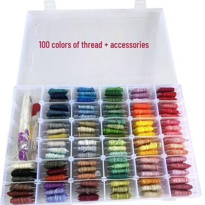 36/50/100 Farben Kreuzstich-Set mit vorgewickelten Garnspulen und sortierter Stickseide in Box