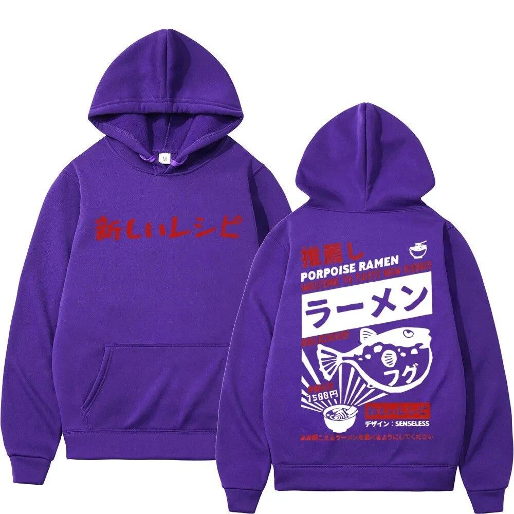Mikiny Unisex Dámské Harajuku Móda Oversized Pulovry Vintage Trend Mikiny s kapucí Streetwear Funny Japanese Ramen Potištěné Unisex