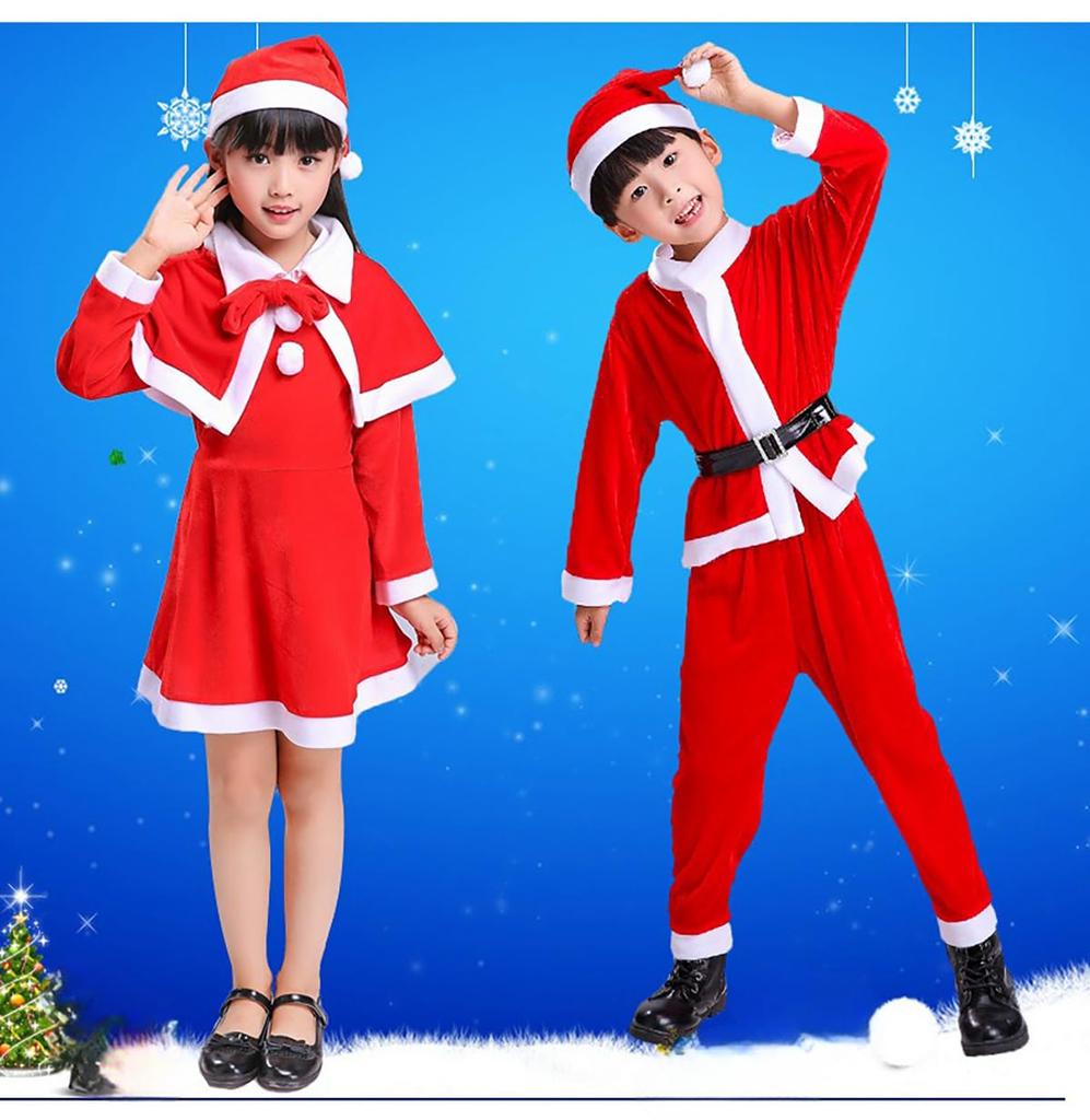 ZOMOZO Santa Cosplay Costume with 2025 Boys and Fluffy Santa Claus Christmas Gift Kids' Hat, Set, Girls, Costume, Kids' (Girl, 110)
