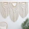 Bohemian Macramé Wall Hanging Tapestry - Handmade Ivory Cotton Large Decor for Living Room, Bedroom & Weddings with Beige Wooden Beads