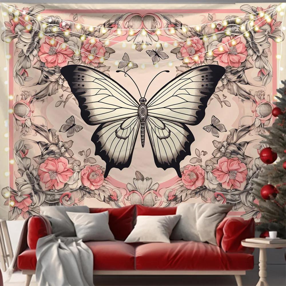 Creative Painted Butterfly Pattern Hanging Cloth Home Wall Decoration Tapestry Bedroom Living Room Tapestry