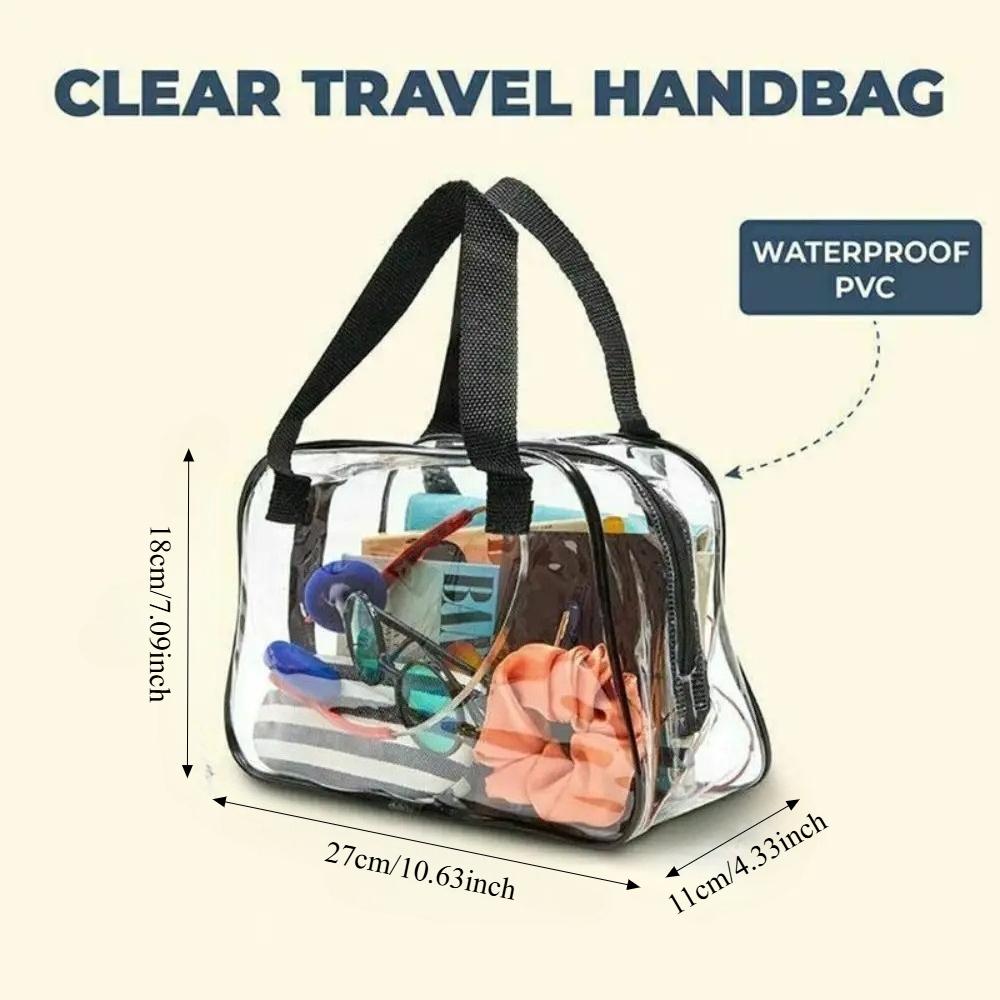 Clear Stadium Approved Tote Bag Transparent Small Handbag for Travel & Concert PVC Cosmetic Bag Travel Toiletries Bag