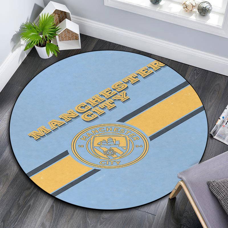 MCFC Pattern Round rug,Carpet Rug for Living Room Bedroom Playroom ,Non-slip Floor Mat,Holiday Gifts and Birthday Gifts.
