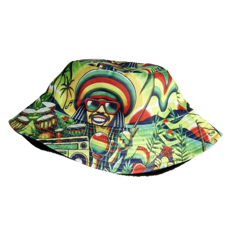 Hot-selling double-sided wearing ethnic style printed bucket hat men's and women's outdoor sun protection visor hip-hop trend basin hat