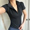 Summer High Quality Waist Slimming Training Tops Women's Quick-drying Tight Stand Collar Full Zipper Short Sleeves Yoga Shirts