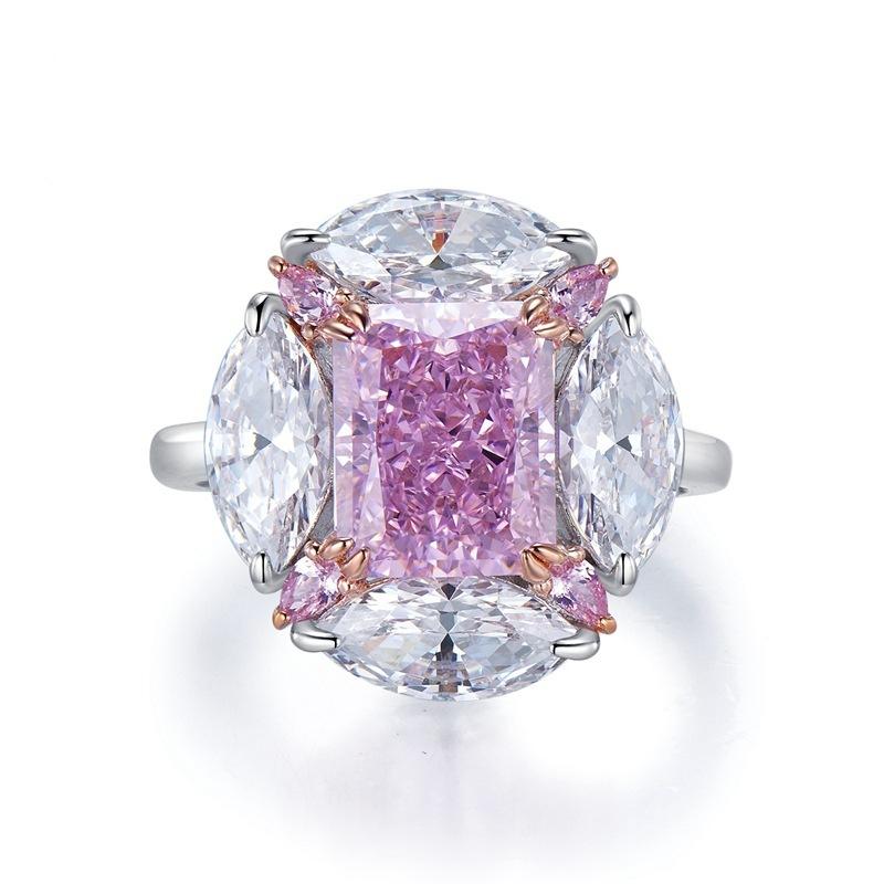 

Благородное женское кольцо S925 Серебряный порошок Бриллиант 8 * 10