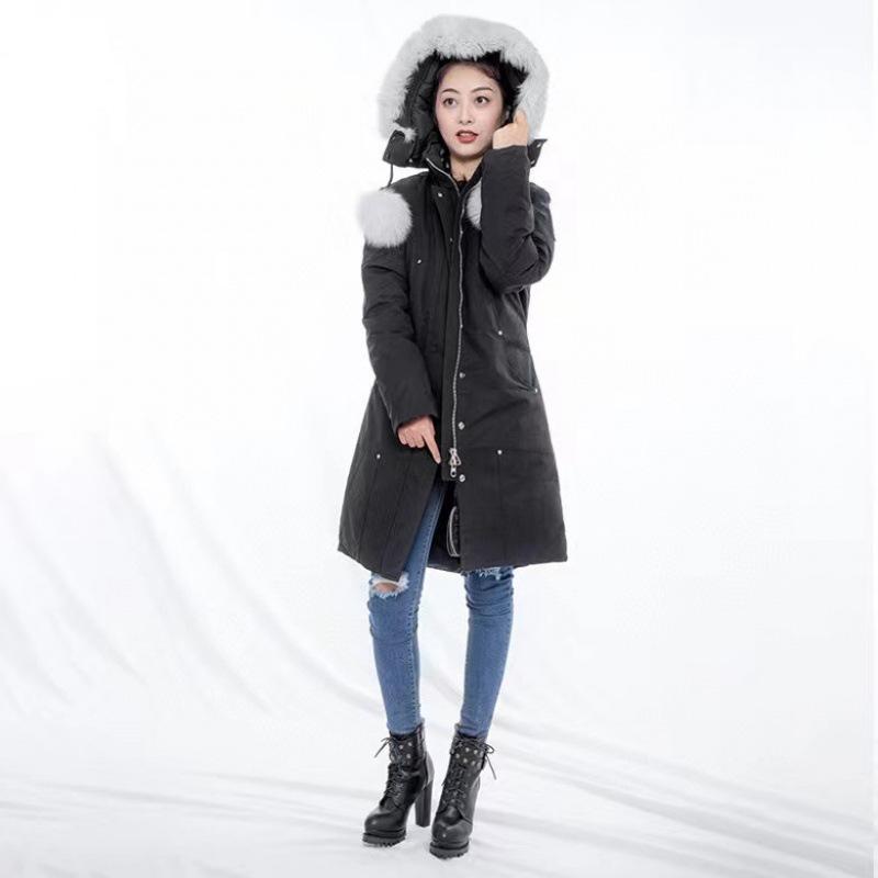 Big goose scissors down jacket Canadian women's medium and long coat hooded fox fur collar thickened jacket