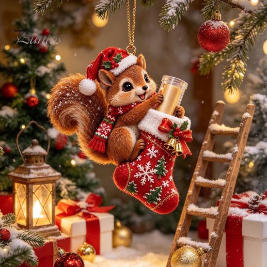 Gift Idea for Grandchildren Christmas Cute Animal Cash Ornament, 2D Flat Squirrel Fox Rabbit Dog Raccoon Teenagers Money Holder Acrylic Xmas