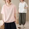 DIMANAF 2026 Plus Size Summer Women T-Shirts Casual Lady Tops Tunic Shirt Oversize Loose Tees Cotton Solid