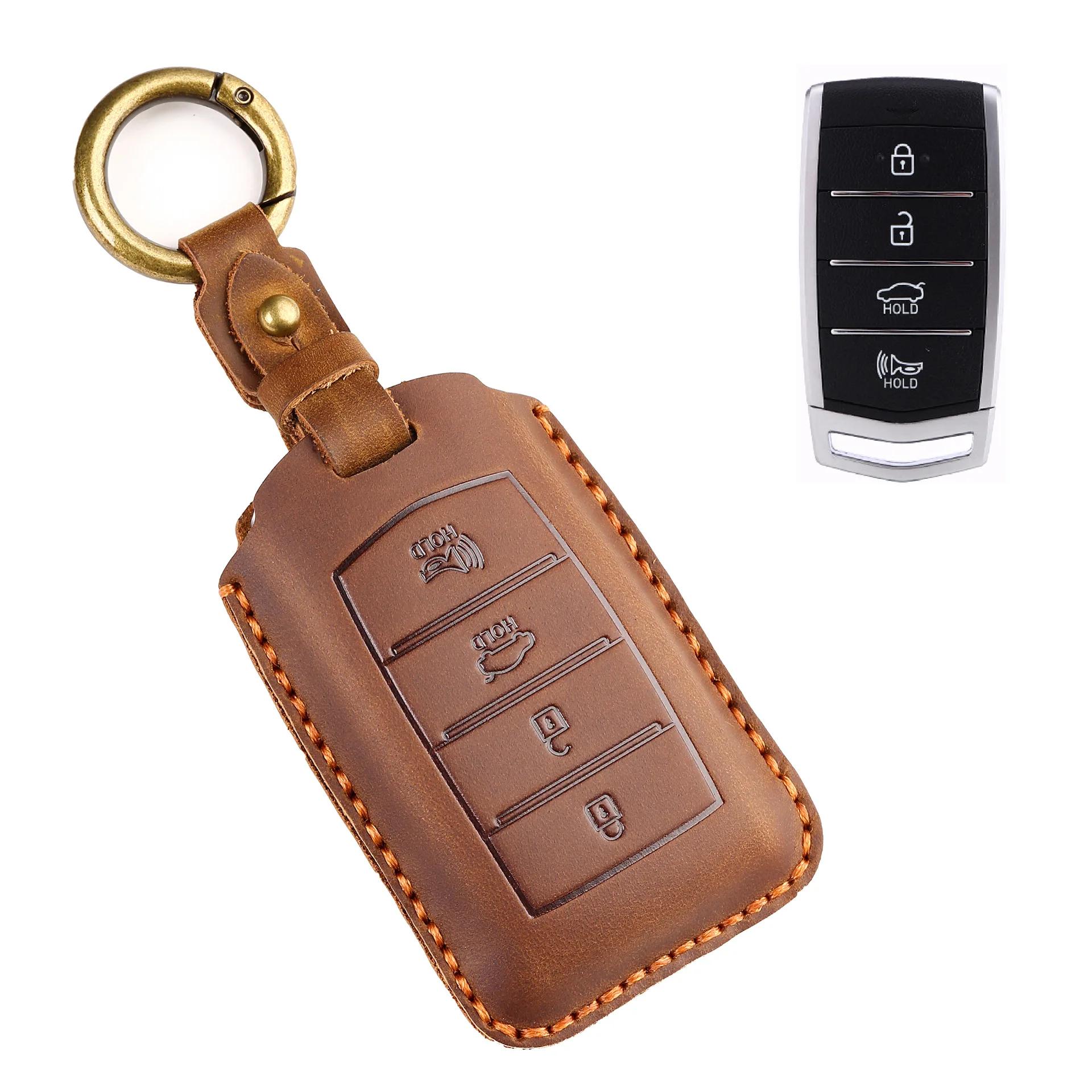 

Leather Car Key Cover Case for Hyundai Genesis G70 G80 G90 Genuine Leather